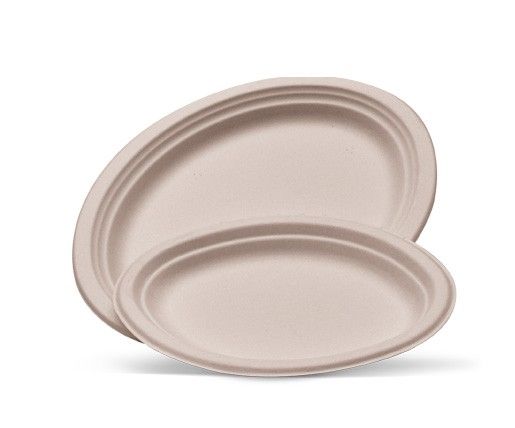 Small Sugarcane Oval Plate Natural 500/Carton
