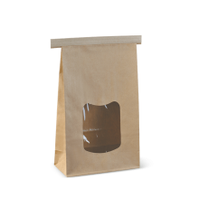 Large Brown Tin-Tie Bag Plastic Window 400/Carton       