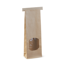 Small Brown Tin-Tie Bag Plastic Window 500/Carton