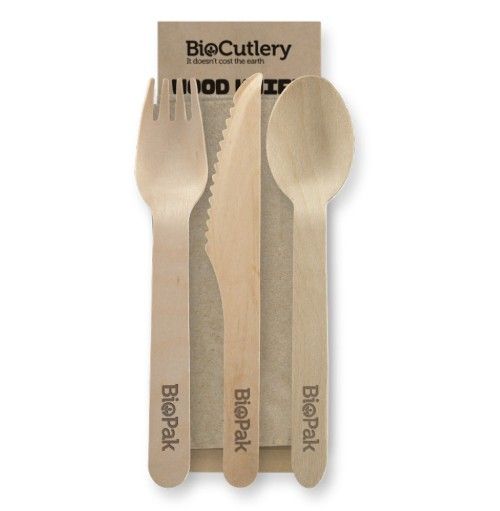 16cm Wooden Knife/Fork/Spoon Napkin Set 400/Carton