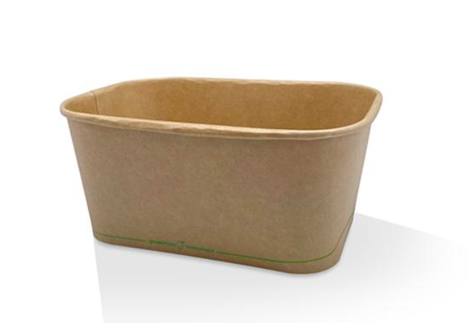 1000ml PLA Kraft Rectangular Container 300/Carton