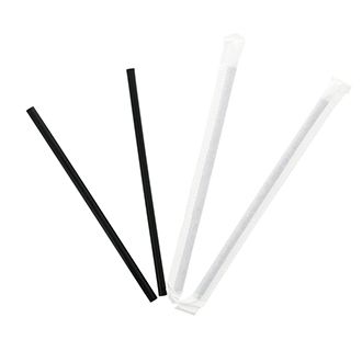 Plain Black Individual Wrap Cocktail Paper Straws 1000/Carton