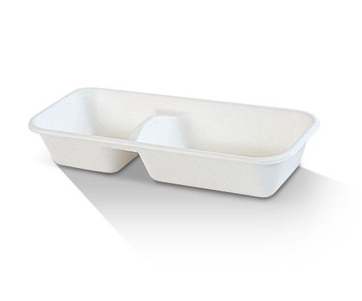 2 Compartment Sugarcane Tray White 400/Carton