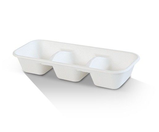 3 Compartment Sugarcane Tray White 400/Carton