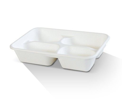 4 Compartment Sugarcane Tray White 300/Carton