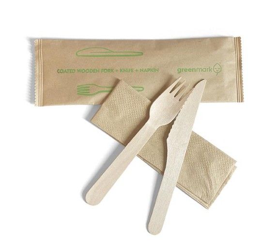 16cm Wooden Knife/Fork/Napkin Set 400/Carton