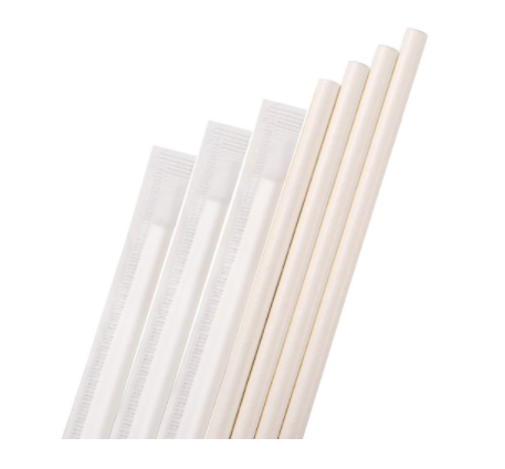Plain White Individual Wrap Regular Paper Straws 2000/Carton